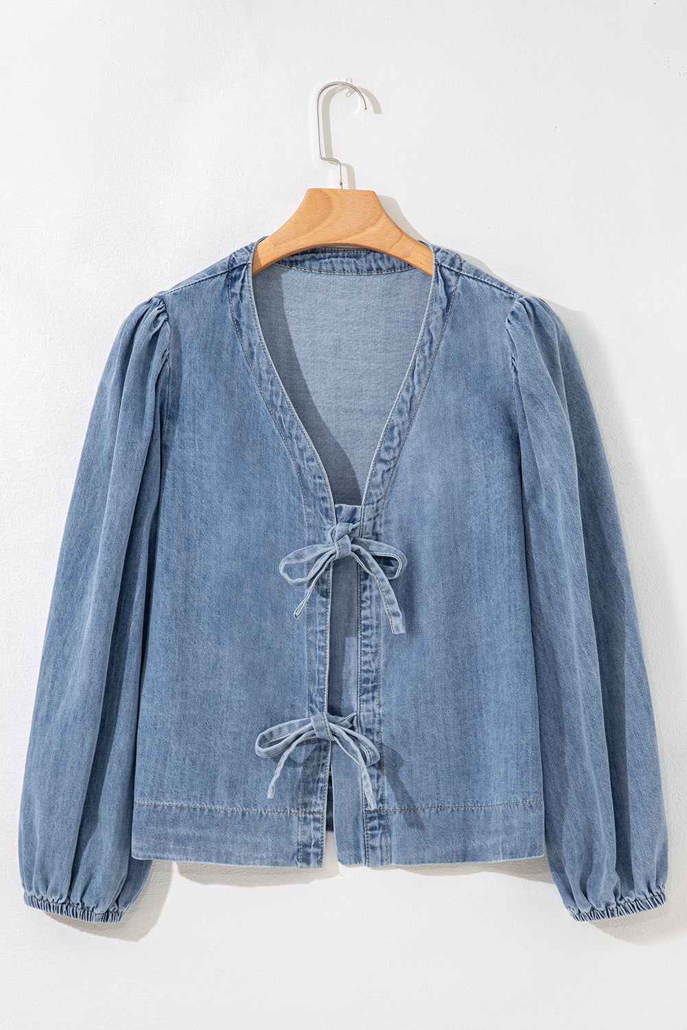 Blue Bow Tie Denim Top