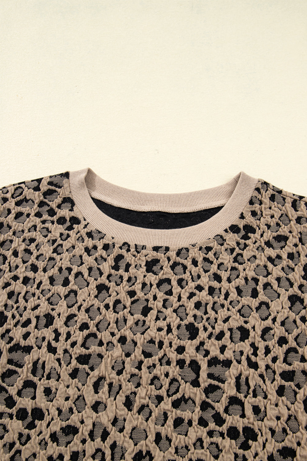 Khaki Leopard Ribbed Top Curvy