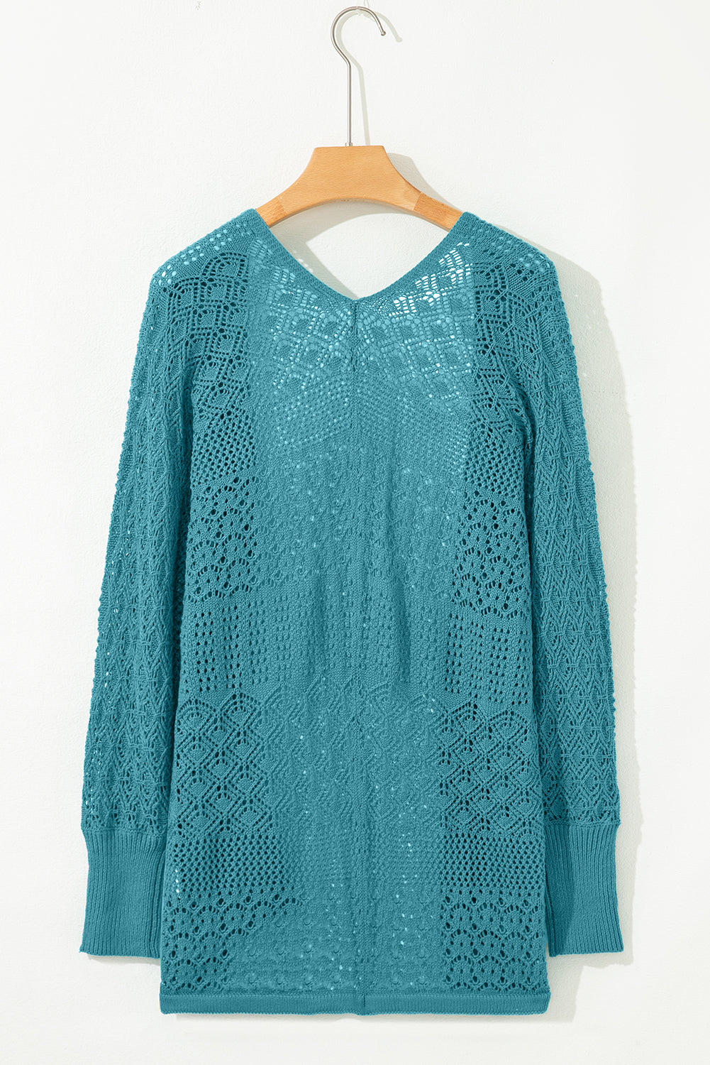 Blue Hollow Knit Cardigan