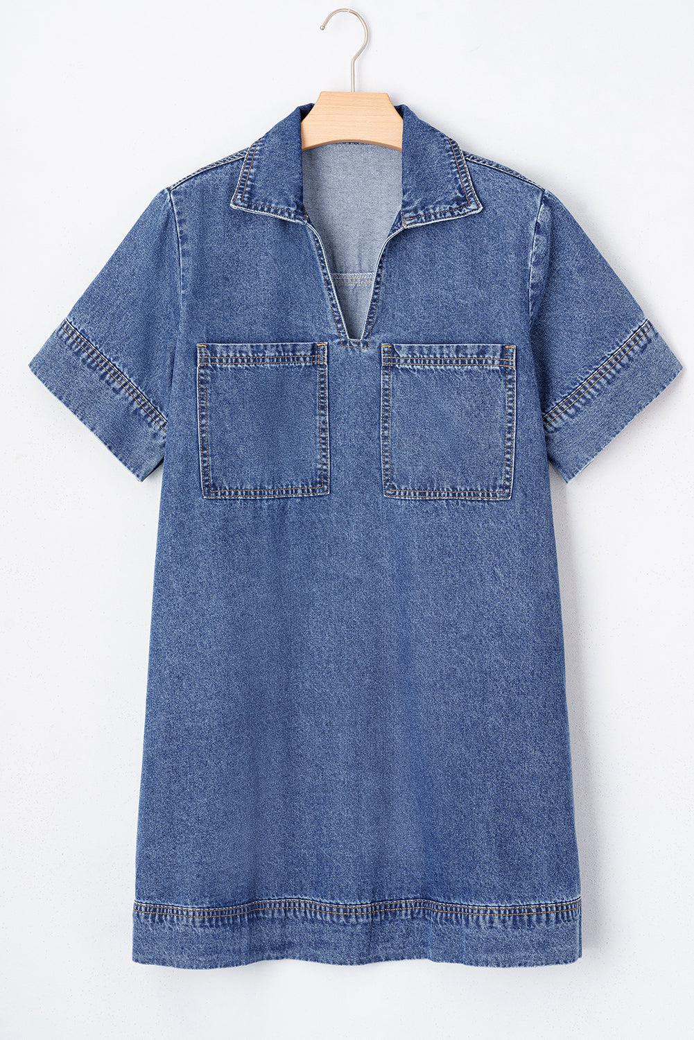 Blue Collard Denim Mini Dress