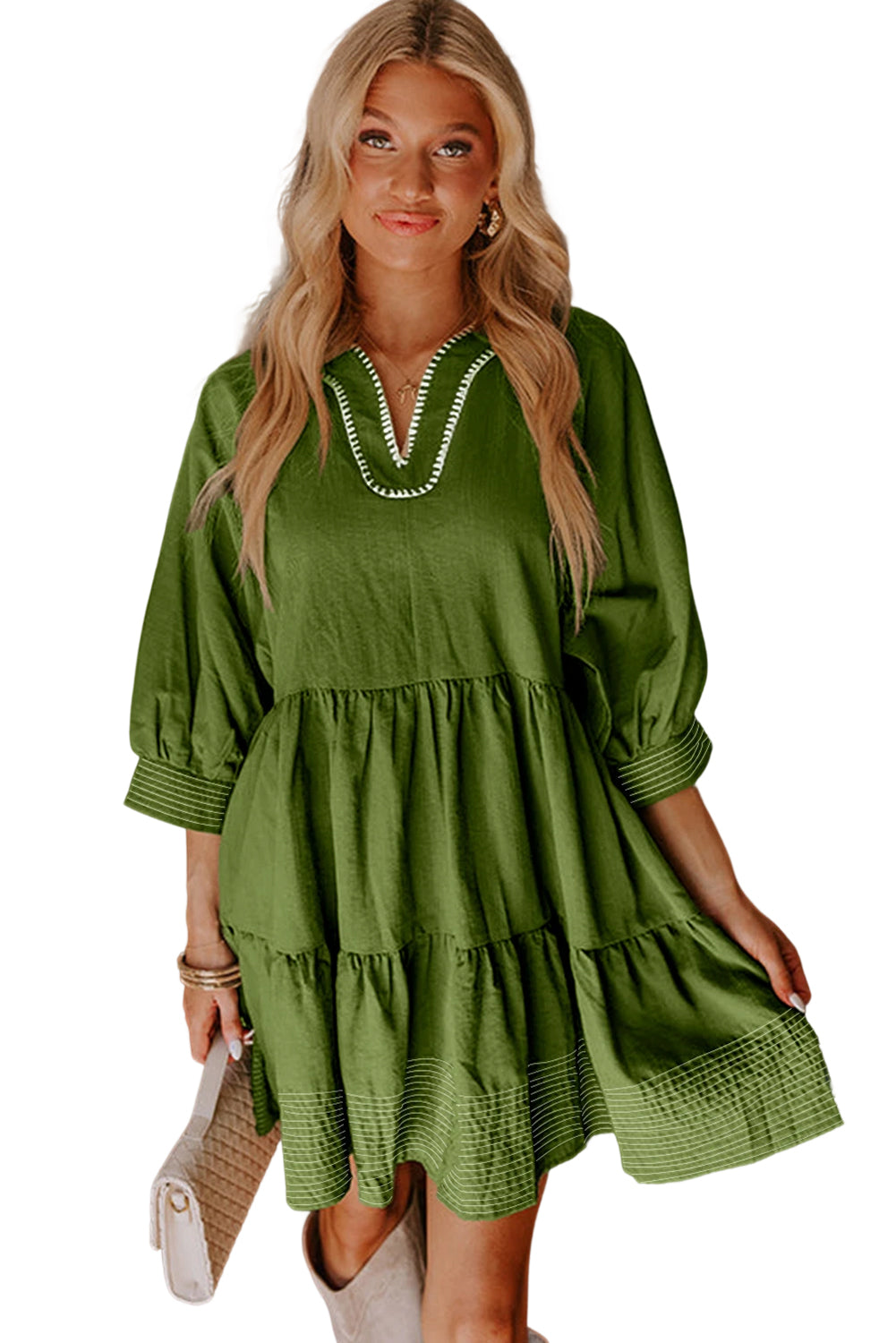 Green Stitched Dress