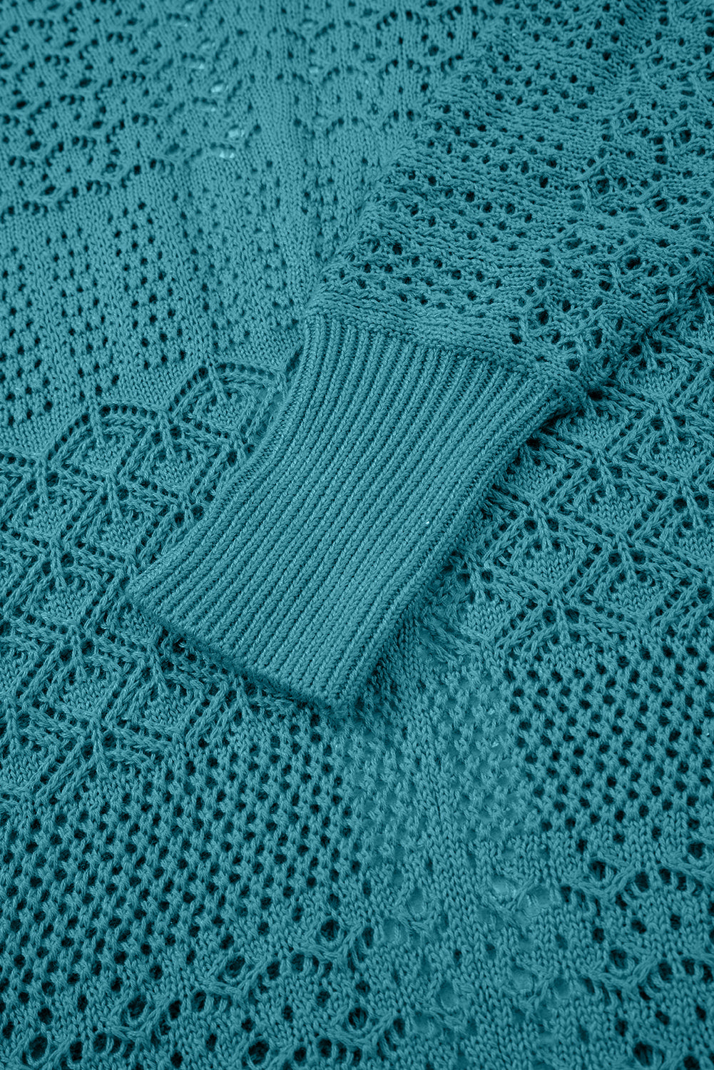 Blue Hollow Knit Cardigan