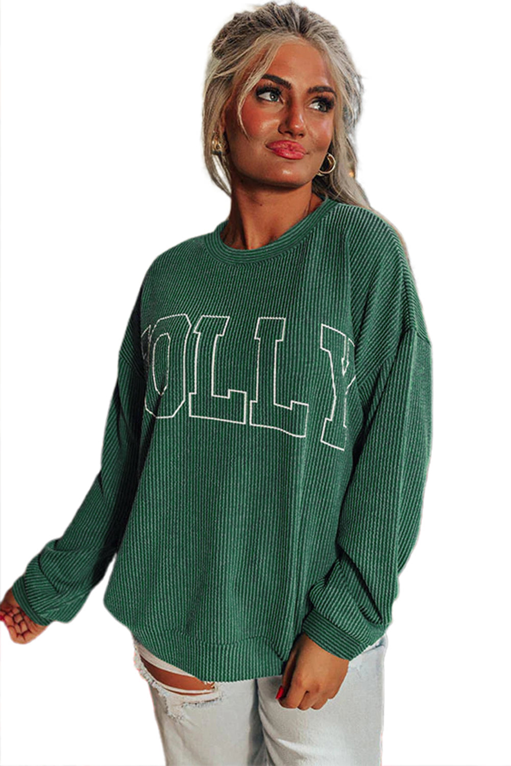 Green Ribbed Merry Top