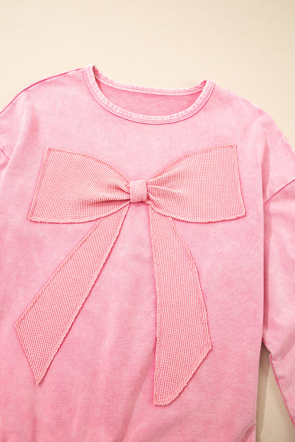 Pink Mineral Wash Bow Sweatshirt