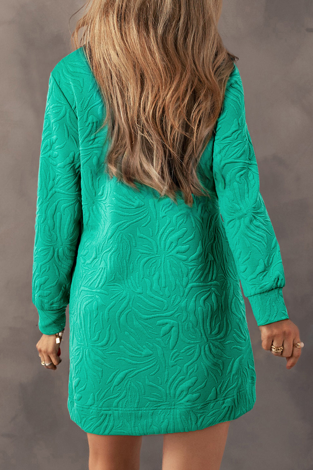 Sea Green Jacquard Textured Dress