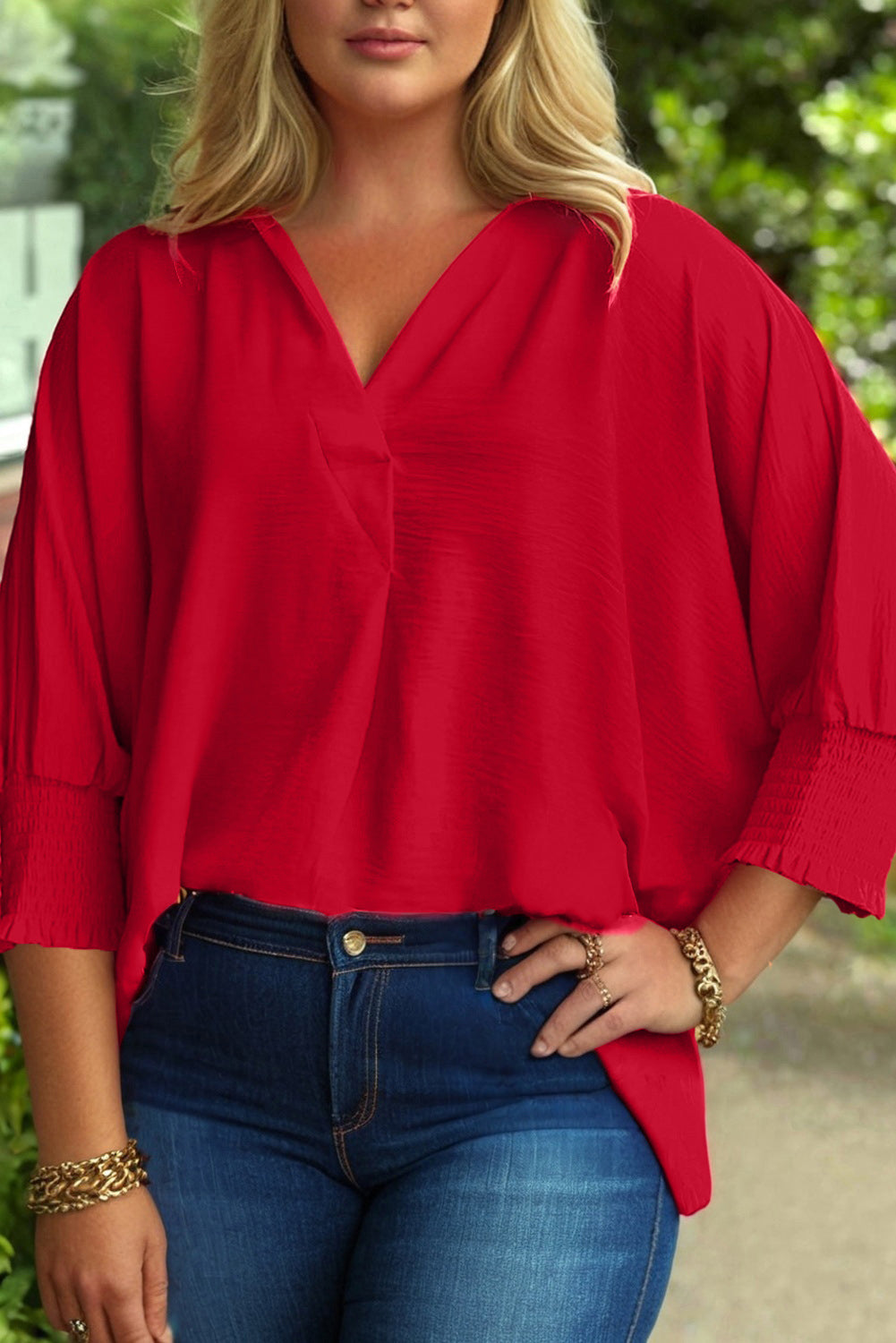 Fiery Red Loose Tunic Top Curvy