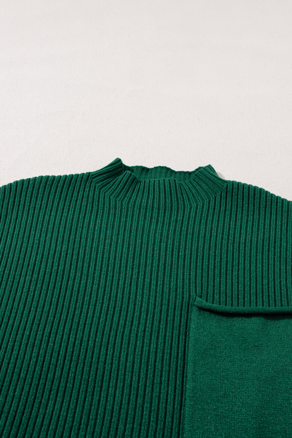 Green Pocket Ribbed Sweater