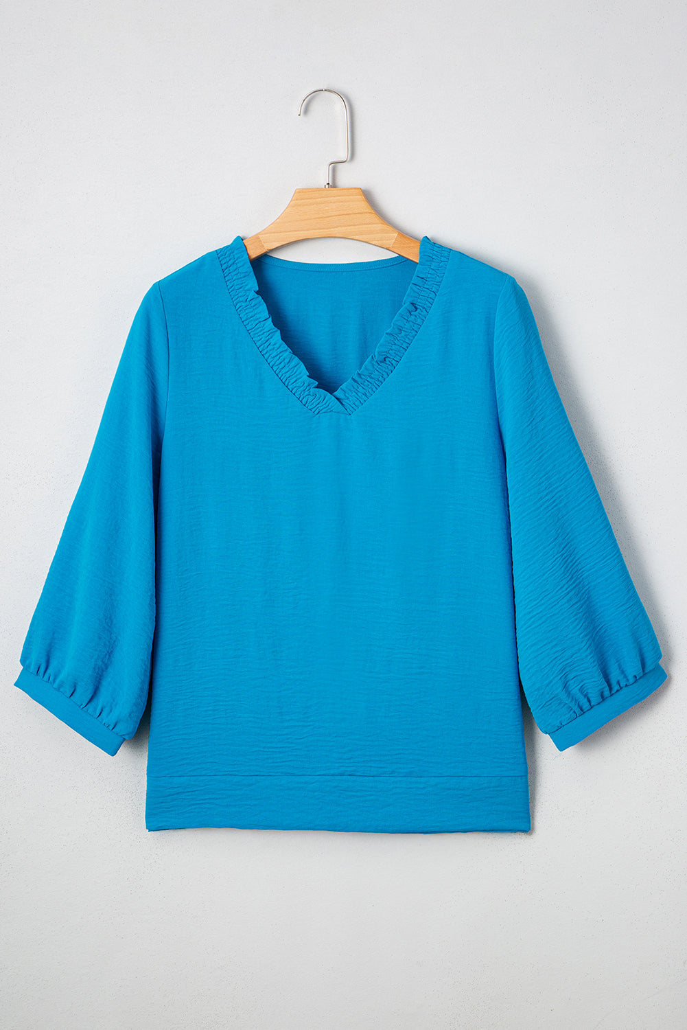 Blue Frill Trim Blouse