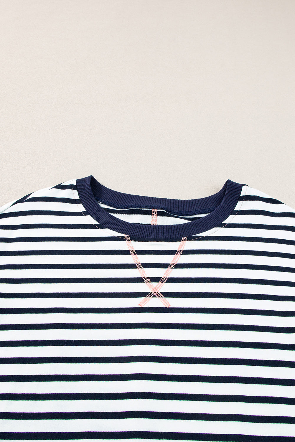 Striped Exposed Seam Loose Sweatshirt