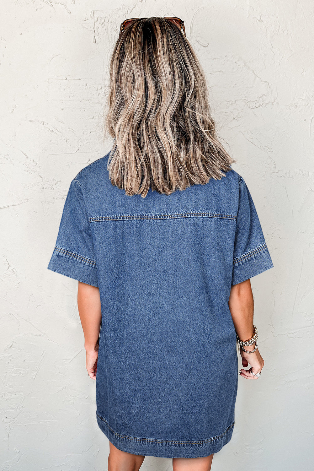 Blue Collard Denim Mini Dress