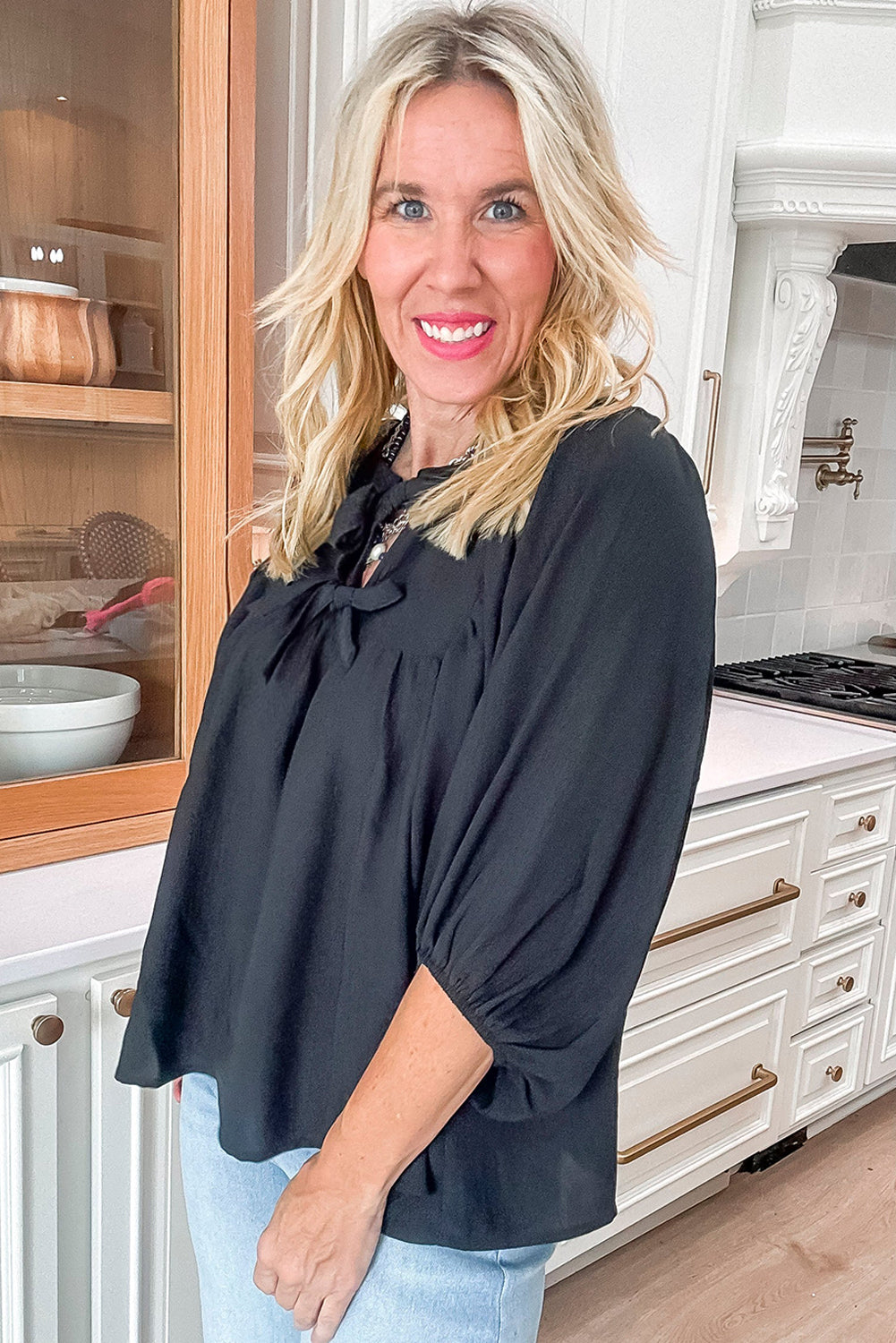 Black Bow Tie Blouse