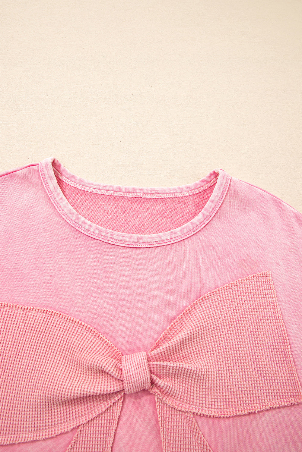 Pink Mineral Wash Bow Sweatshirt