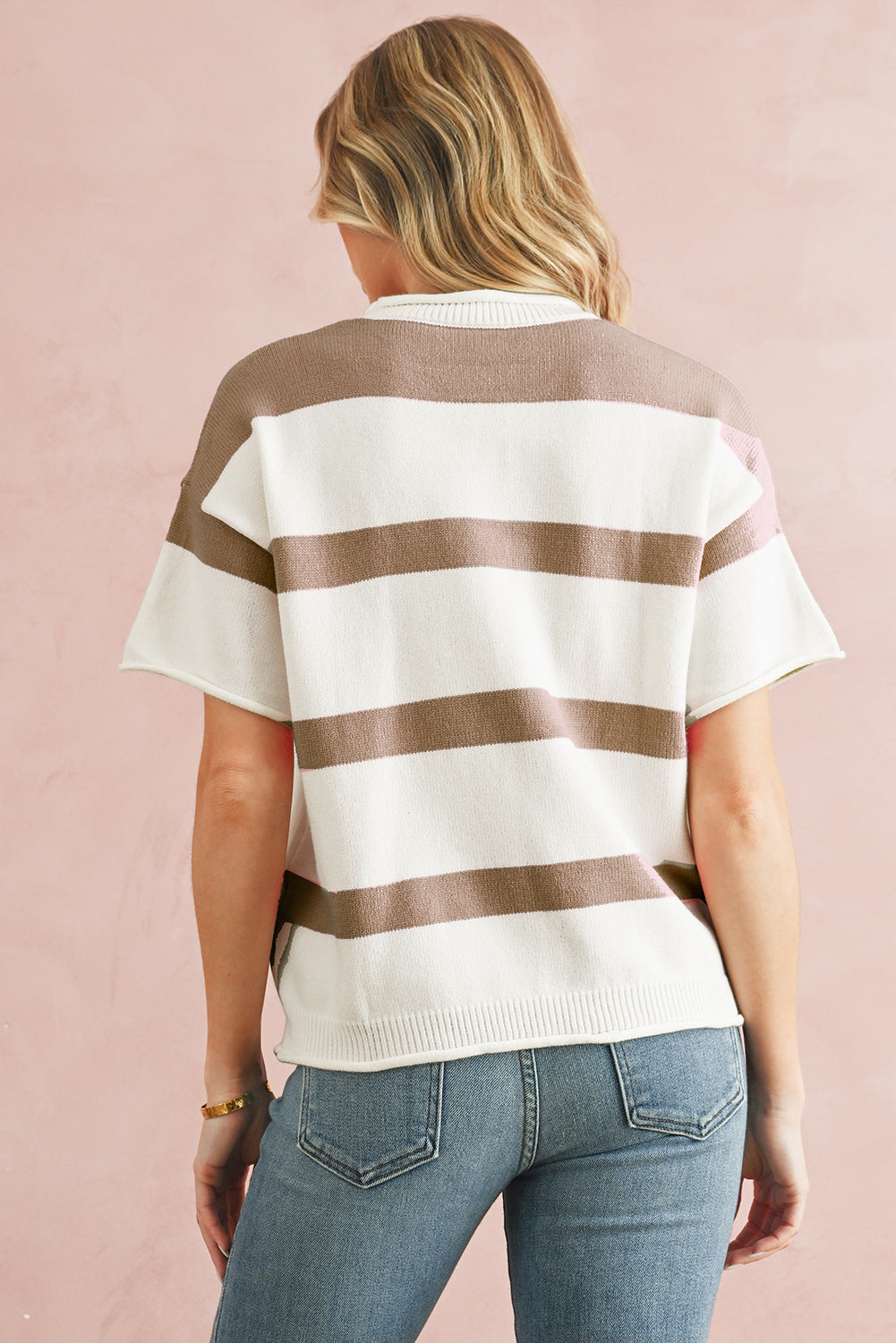 Khaki Striped Knitted Top