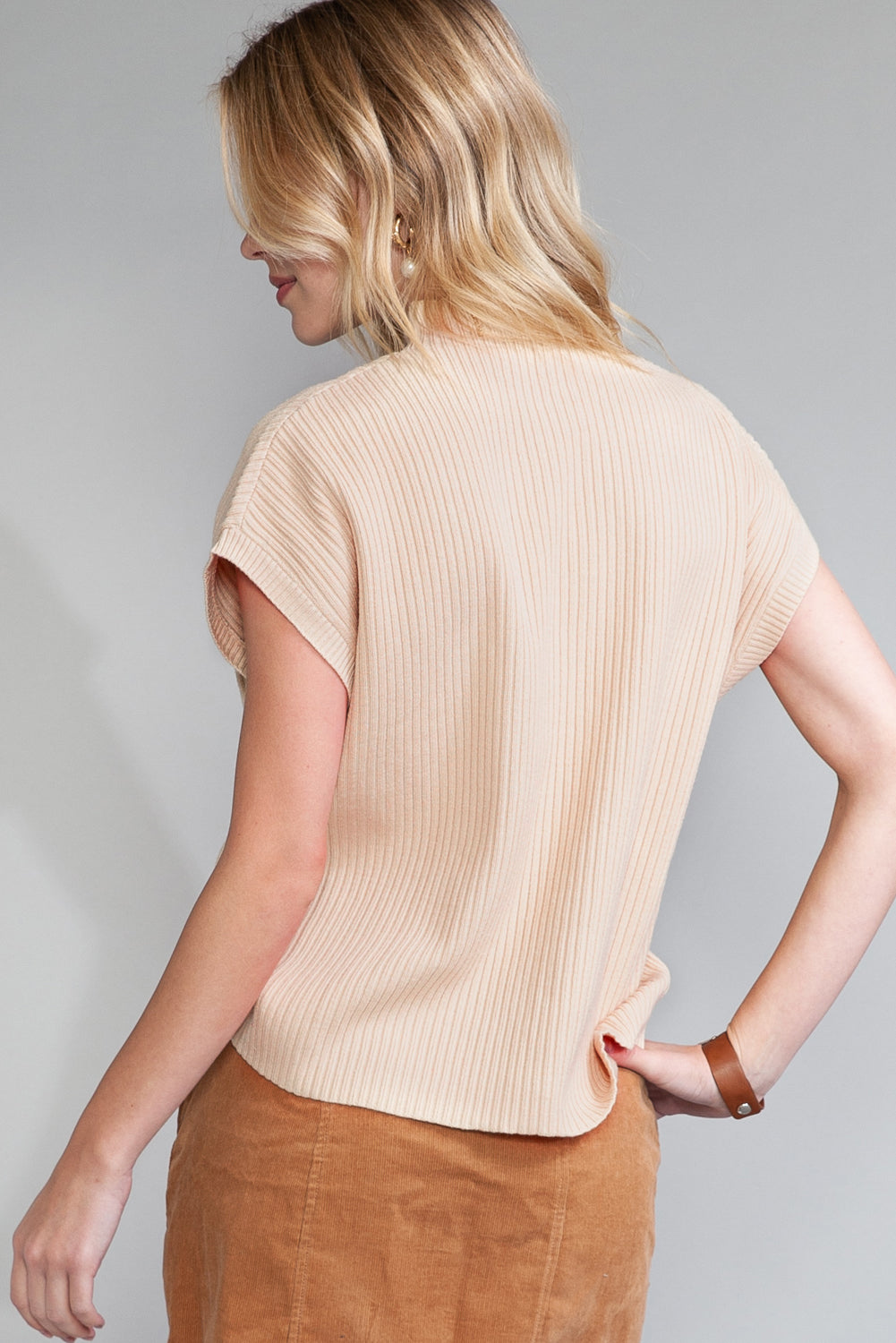 Oatmeal Pocket Ribbed Sweater