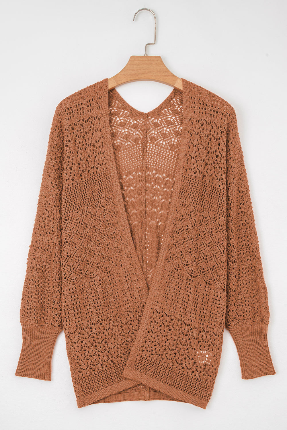 Rust Pattern Hollow Knit Cardigan