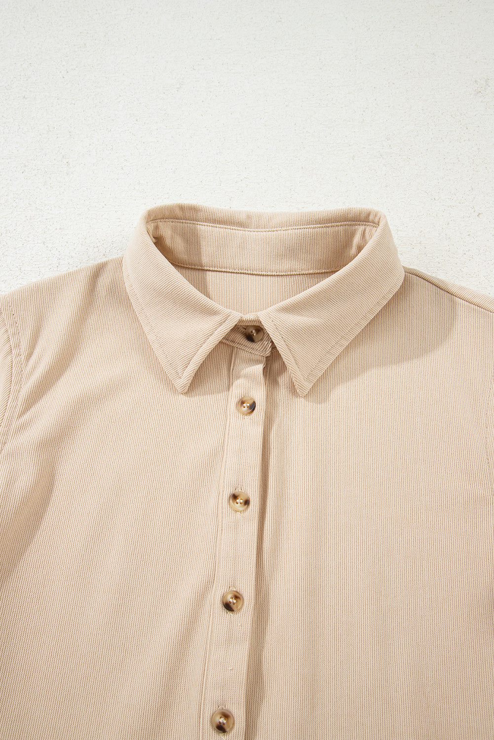 Oatmeal Corduroy Collared Mini Dress