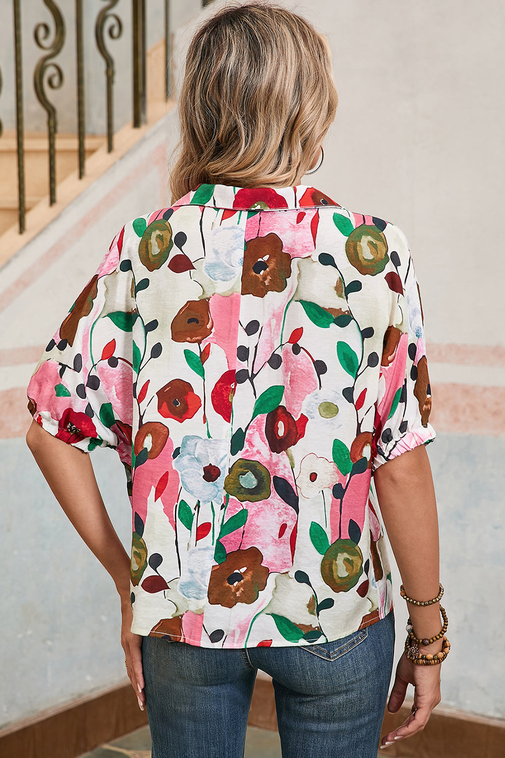 Pink Floral Blouse