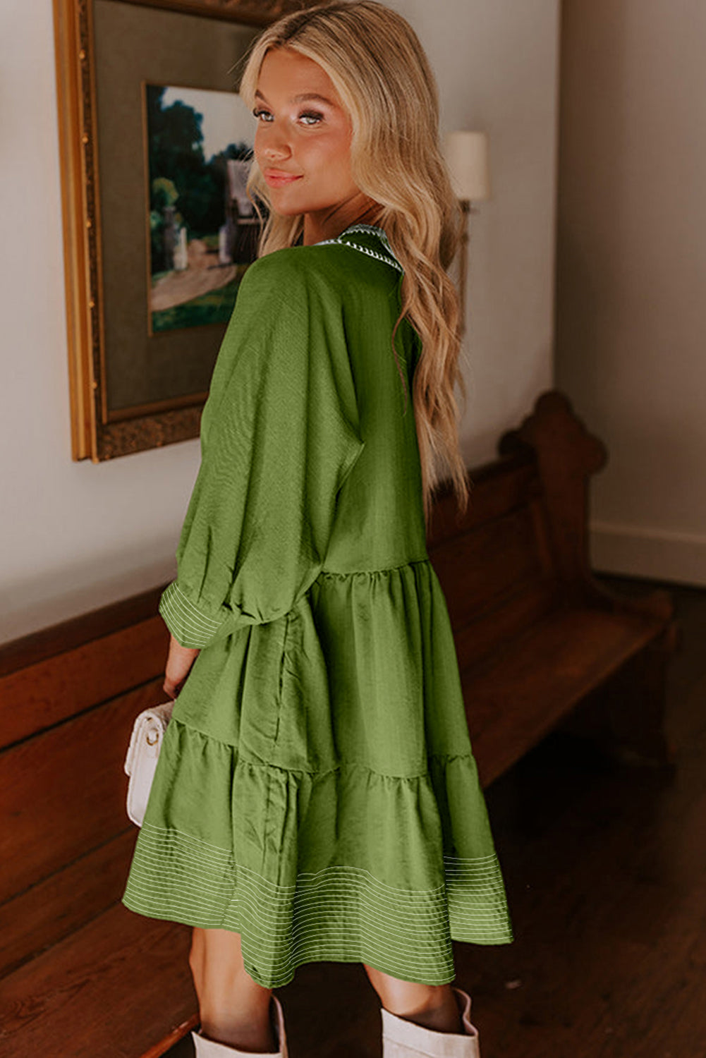 Green Stitched Dress