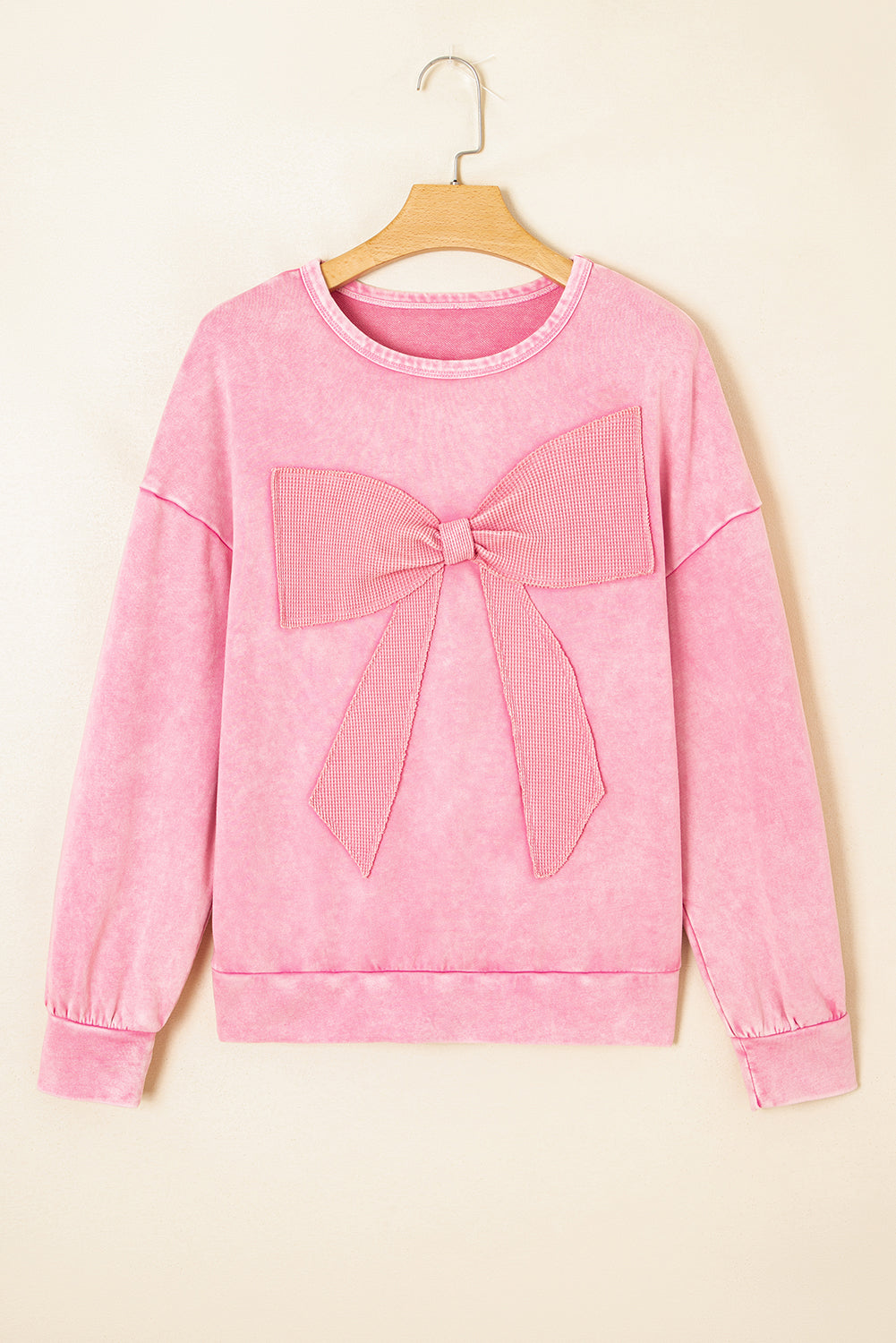 Pink Mineral Wash Bow Sweatshirt