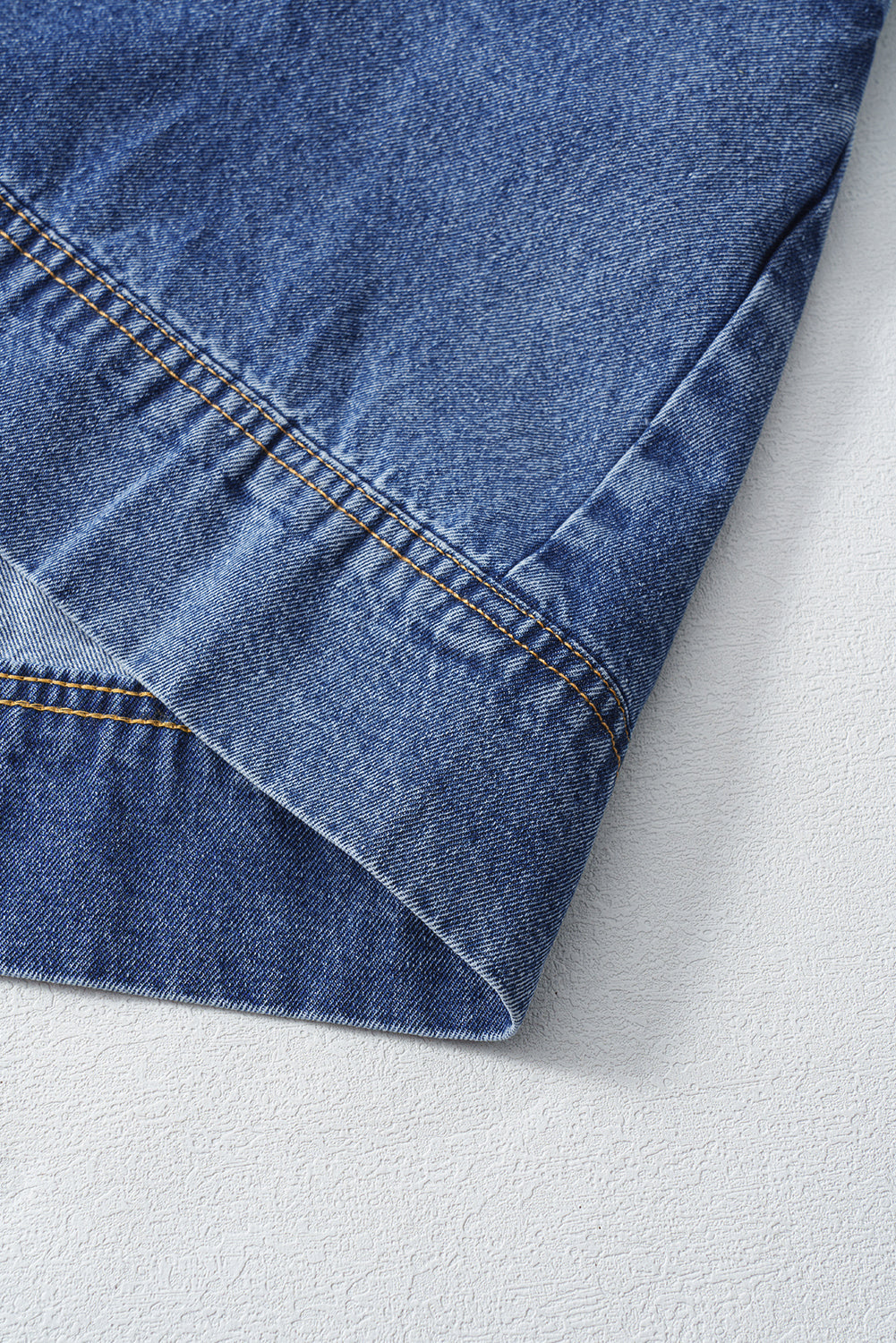 Blue Collard Denim Mini Dress
