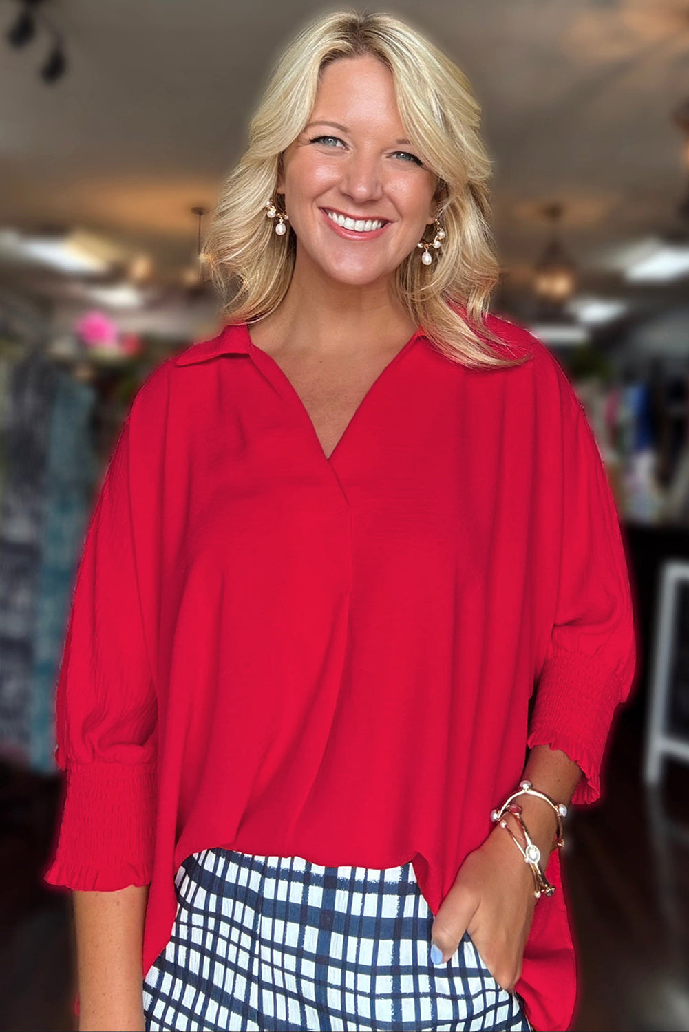 Fiery Red Loose Tunic Top