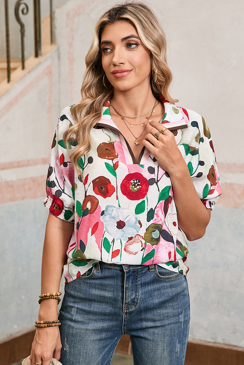Pink Floral Blouse
