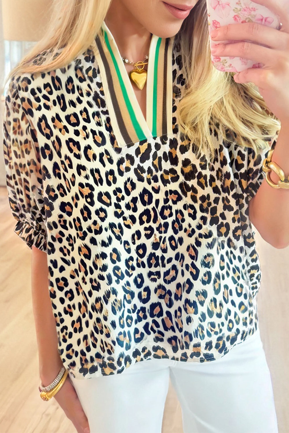 Pop of Color Leopard Print Blouse
