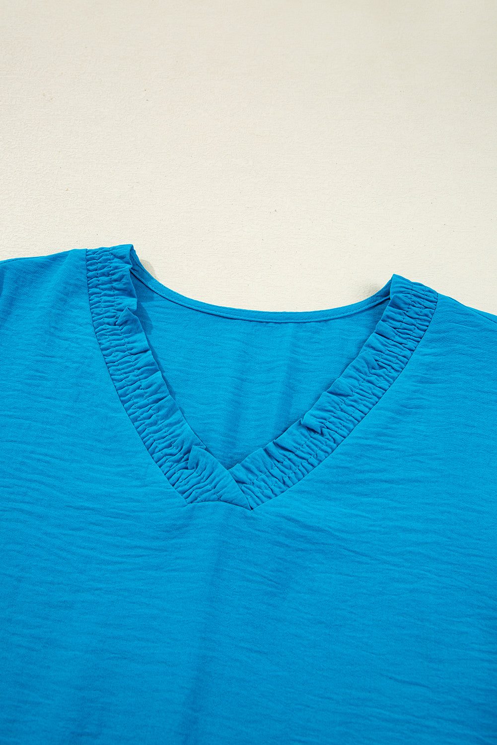 Blue Frill Trim Blouse