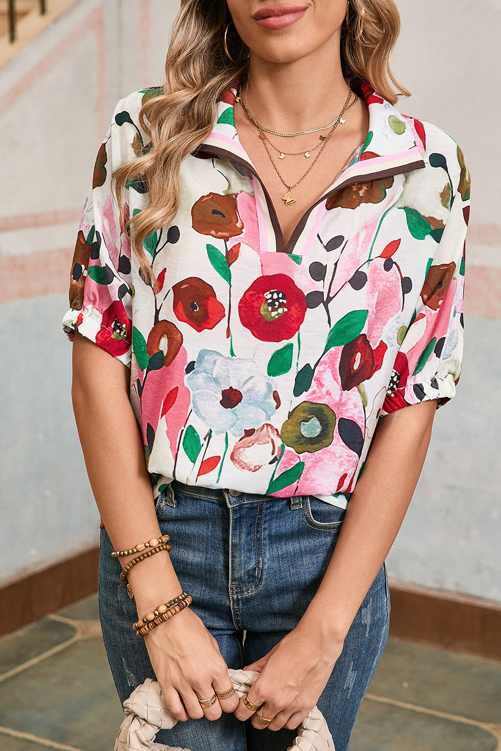 Pink Floral Blouse