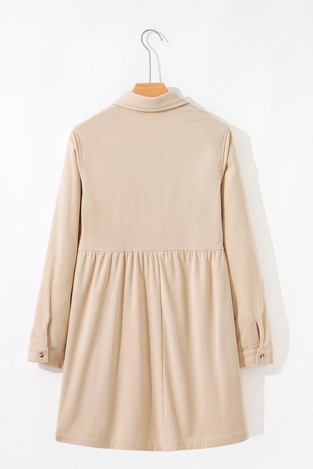 Oatmeal Corduroy Collared Mini Dress