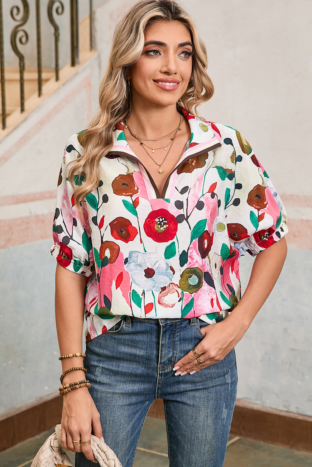 Pink Floral Blouse