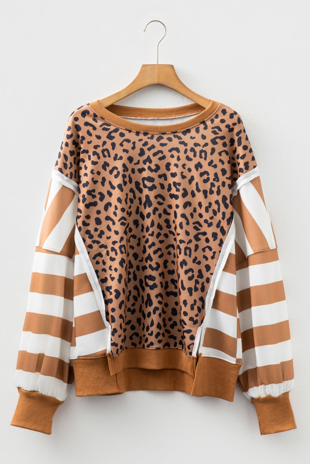Khaki Striped Leopard Sweatshirt