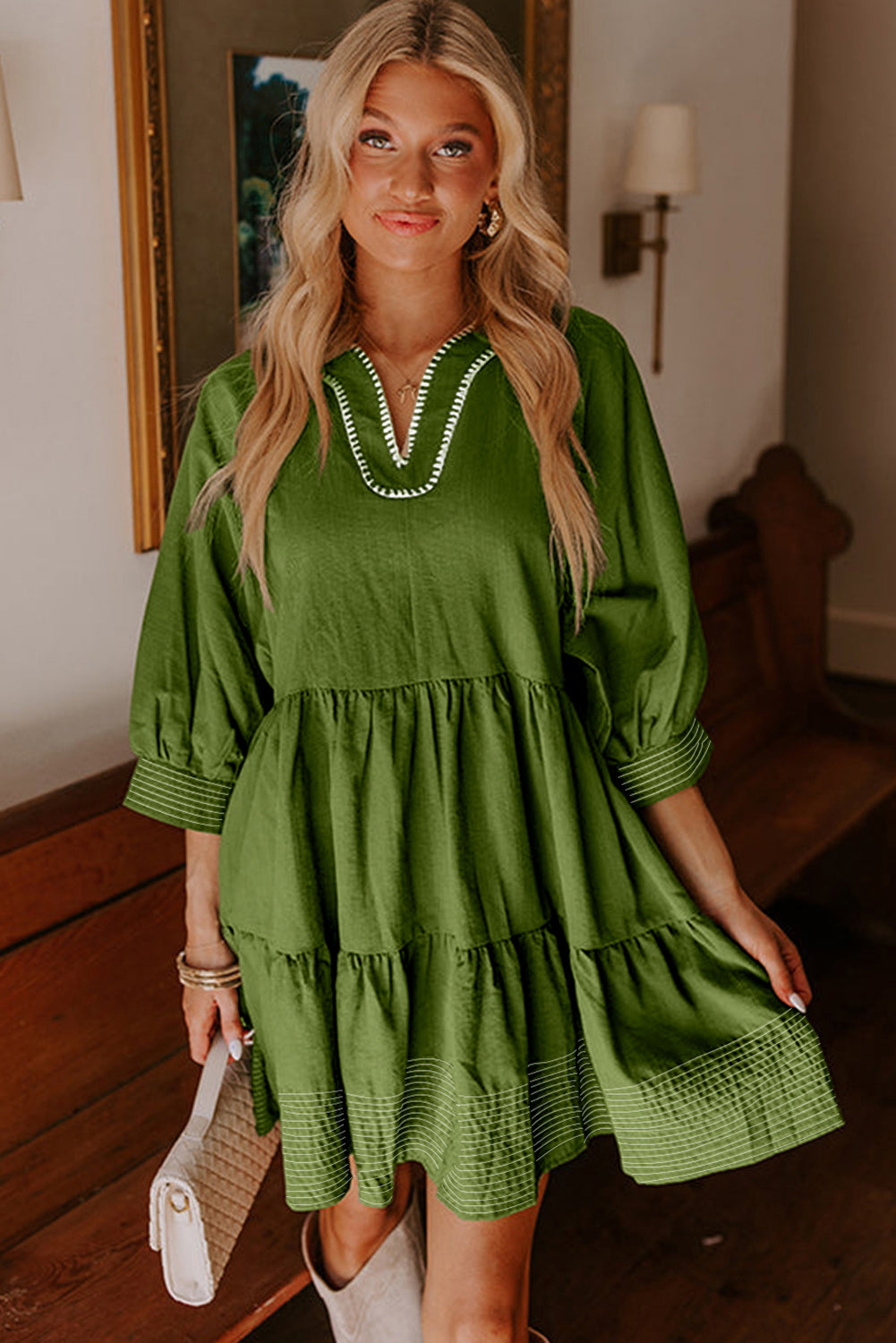 Green Stitched Dress