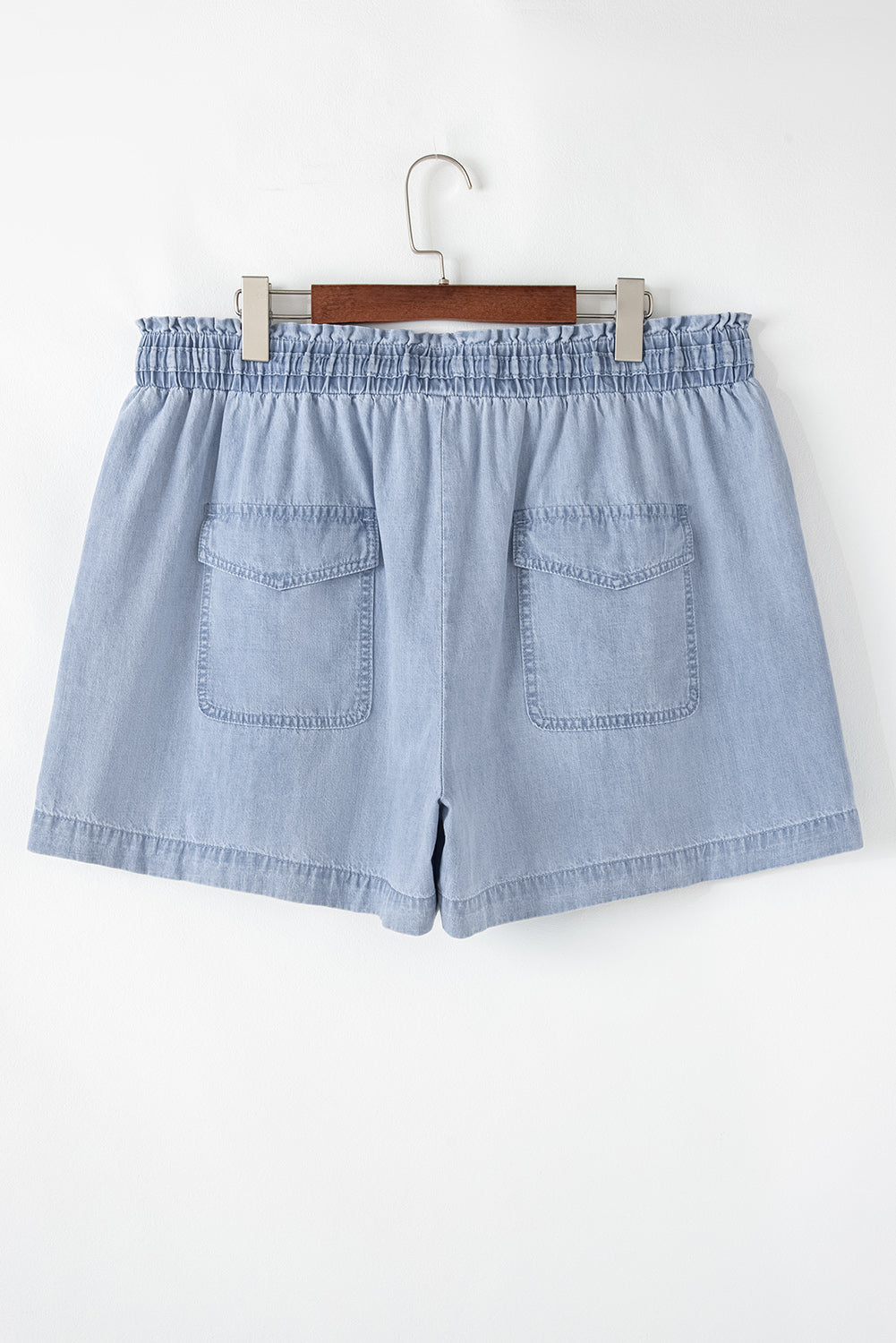 Beau Blue Pocketed Drawstring Plus Size Denim Shorts
