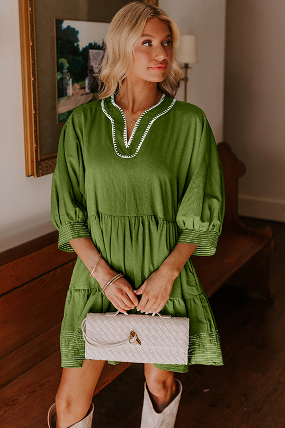 Green Stitched Dress