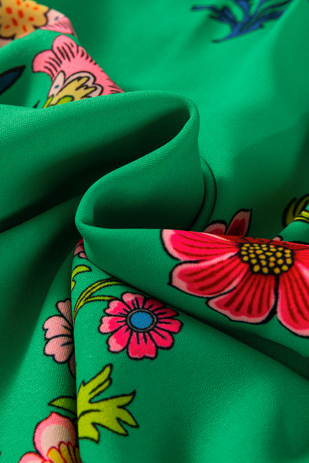 Green Floral Frill Blouse