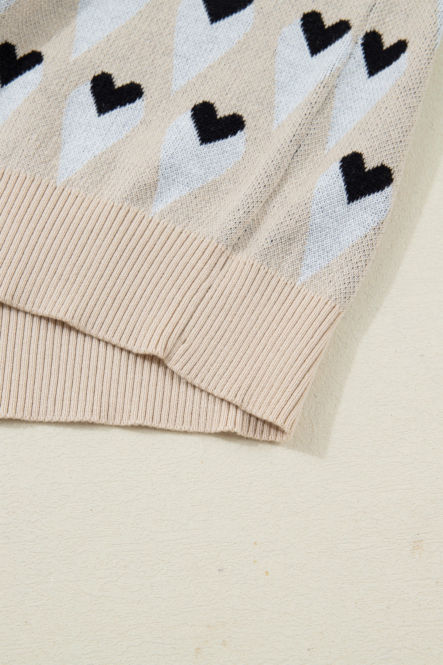 Geometric Heart Print Loose Sweater