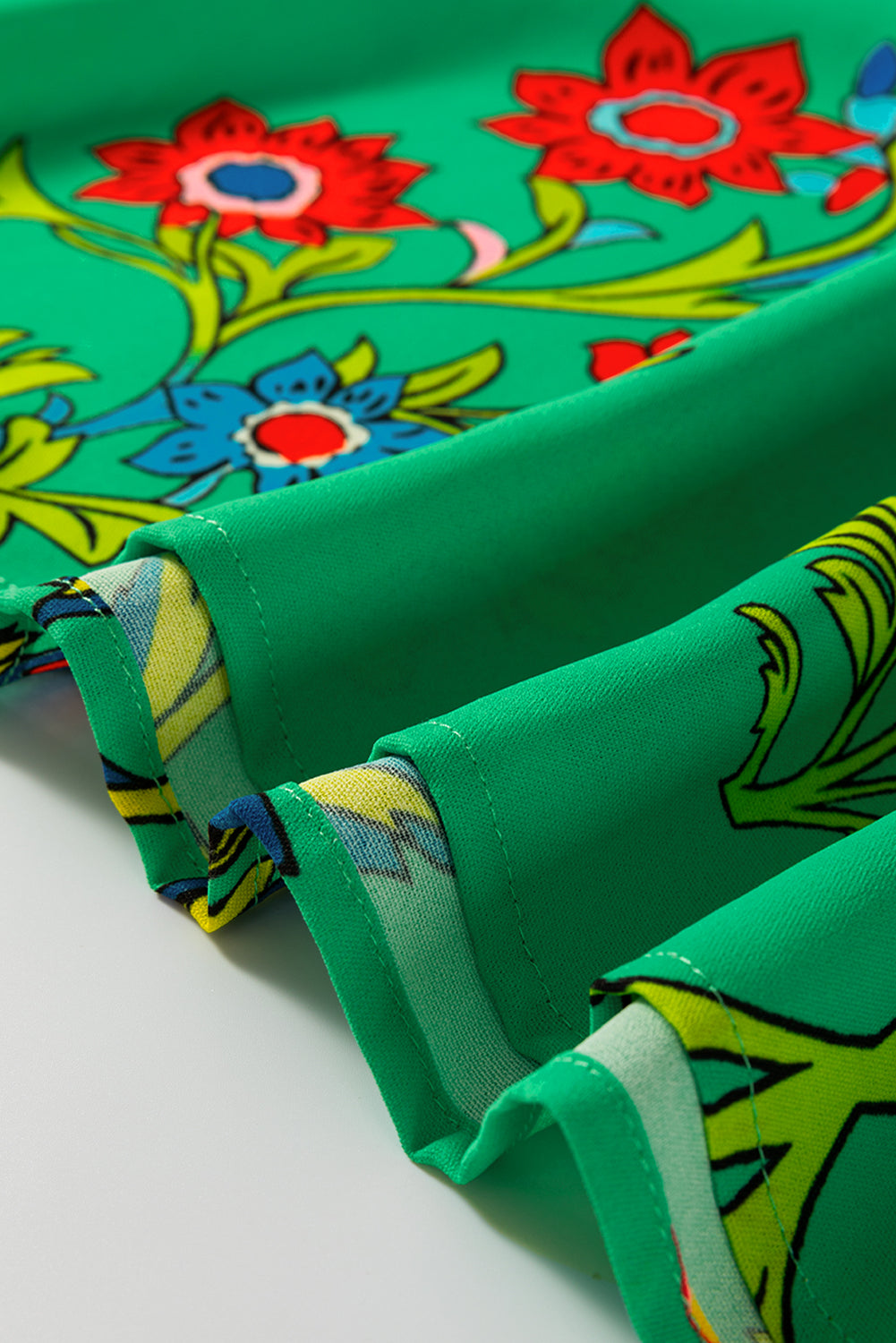 Green Floral Frill Blouse