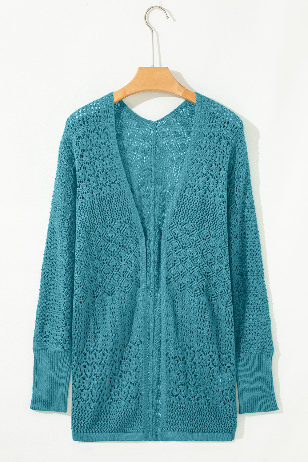 Blue Hollow Knit Cardigan