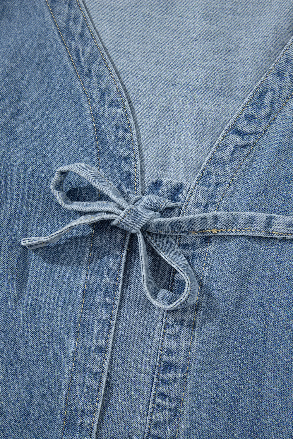 Blue Bow Tie Denim Top