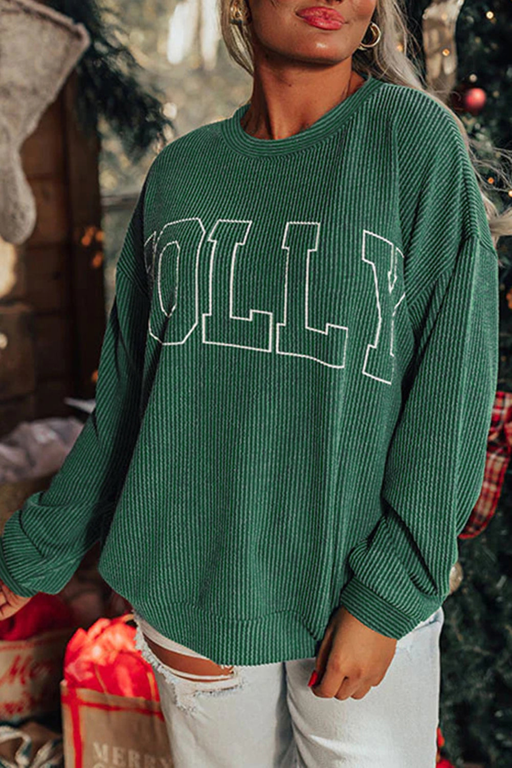 Green Ribbed Merry Top