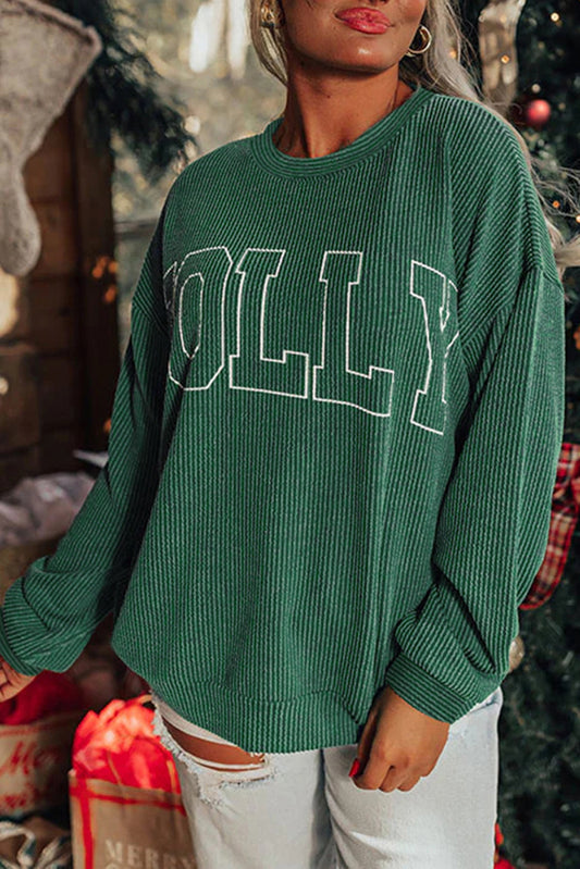 Green Ribbed Merry Top