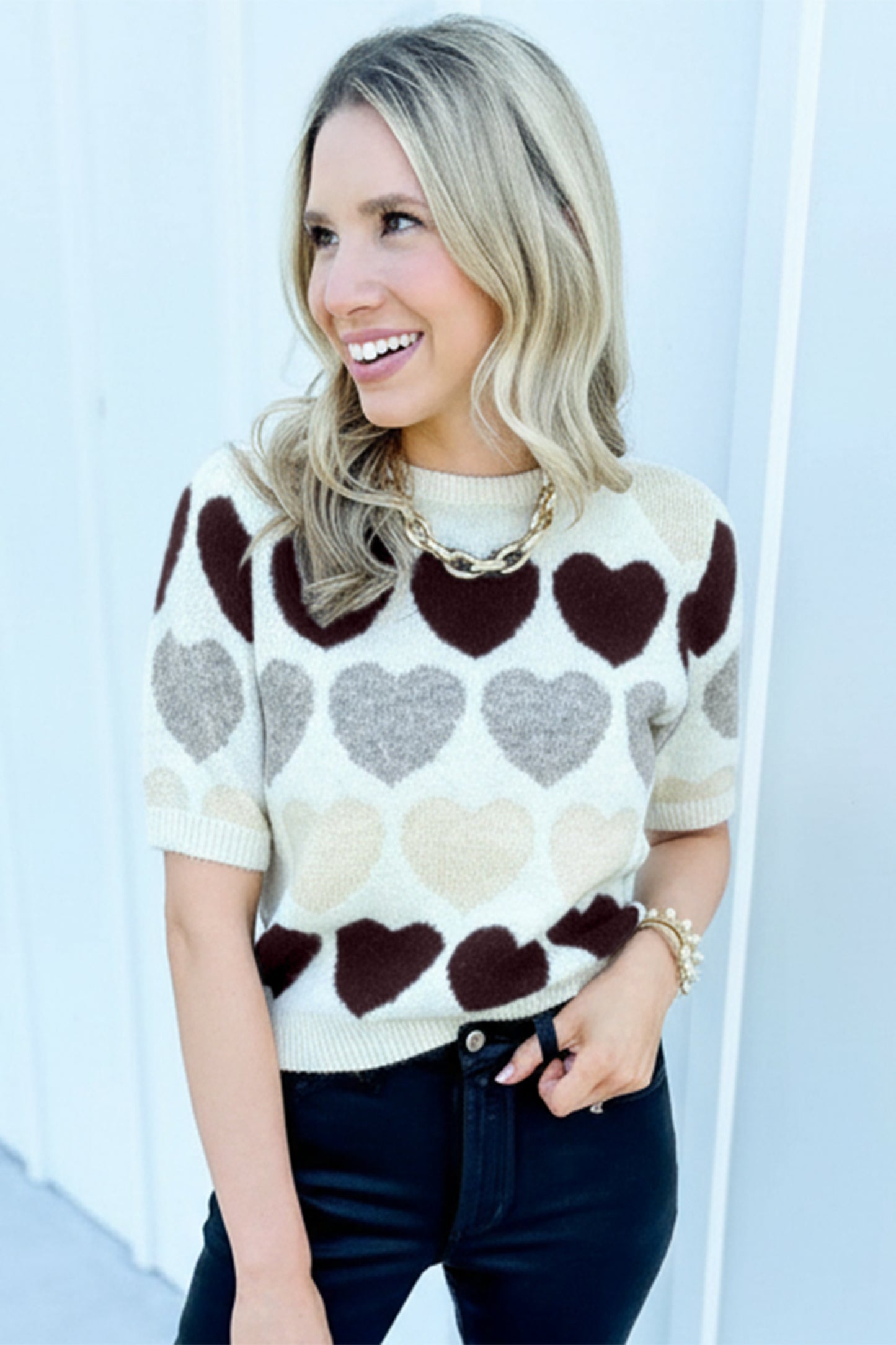 Black and White Heart Top