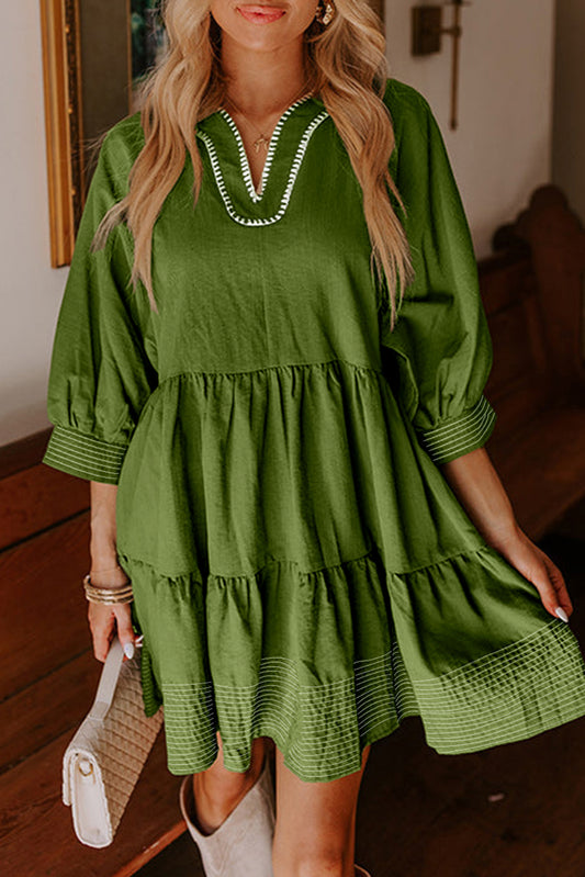 Green Stitched Dress