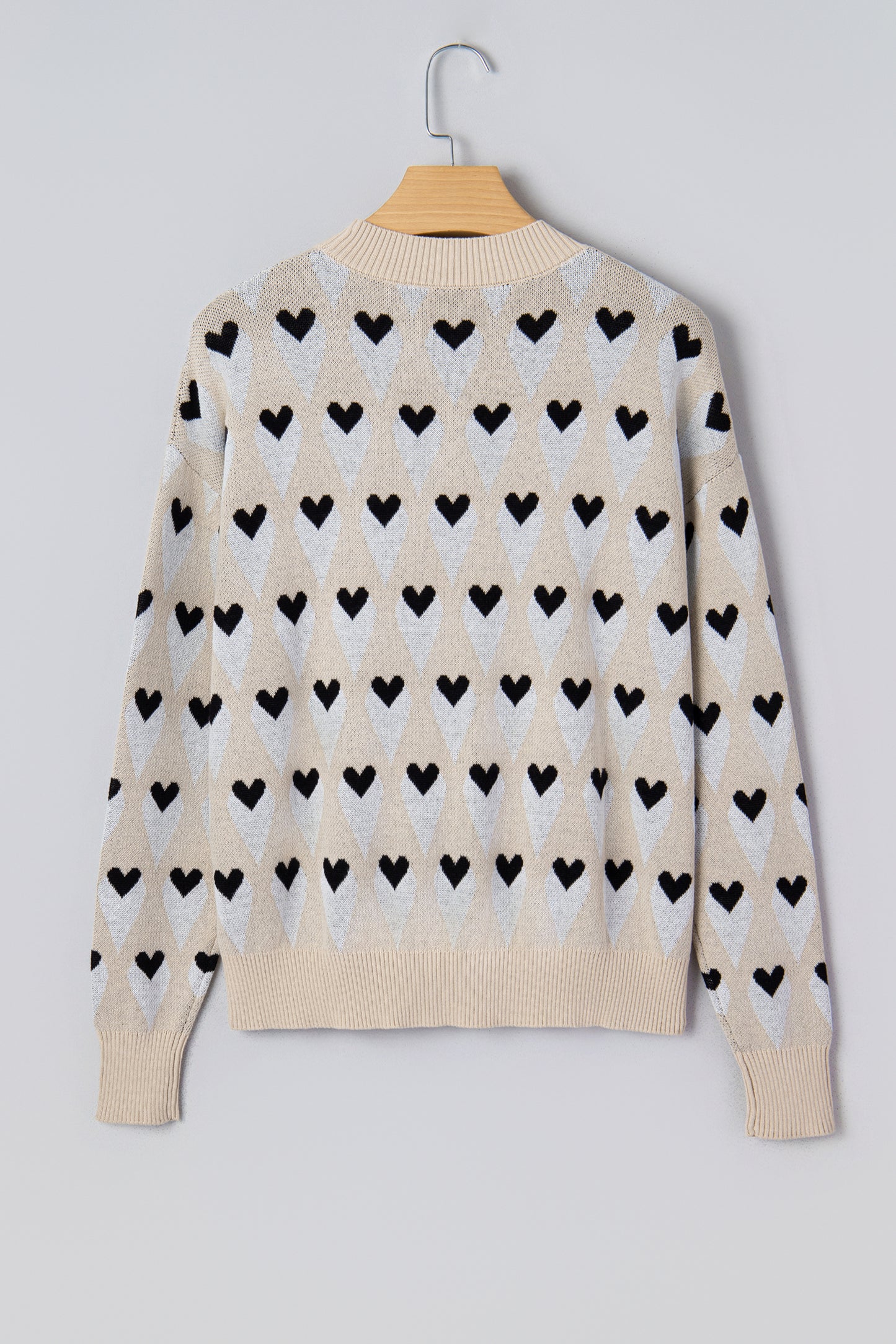Geometric Heart Print Loose Sweater