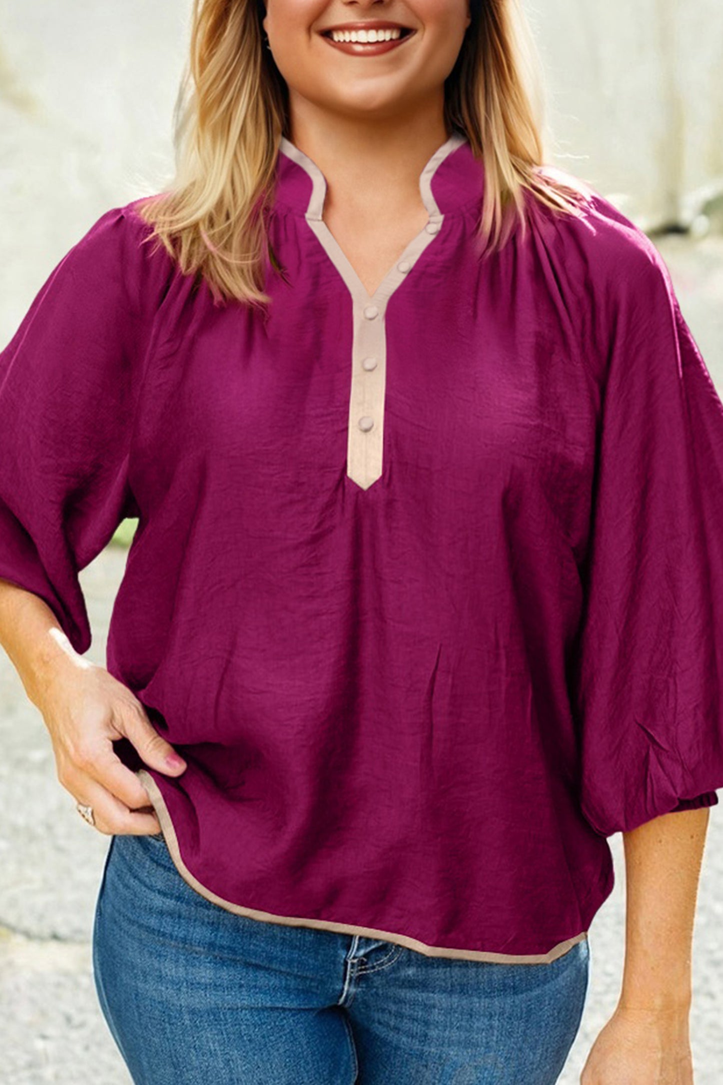 Wild Ginger Plus Size Puffy Sleeve Blouse
