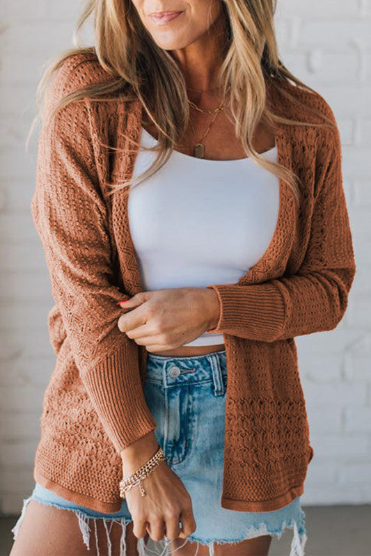Rust Pattern Hollow Knit Cardigan