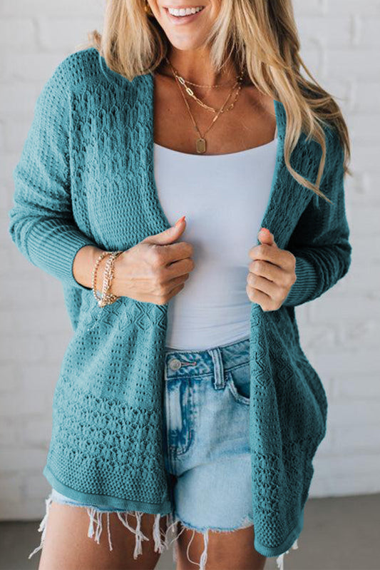 Blue Hollow Knit Cardigan
