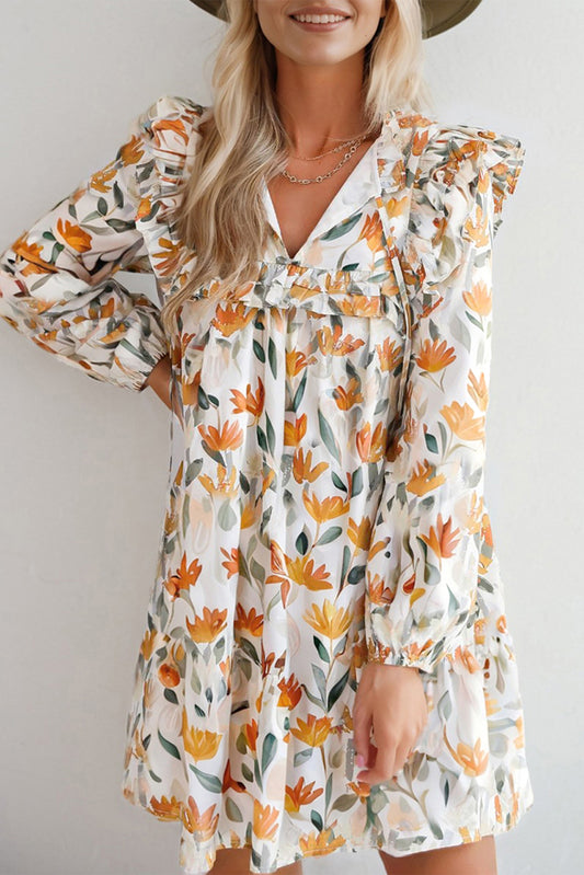 Yellow Floral Mini Dress