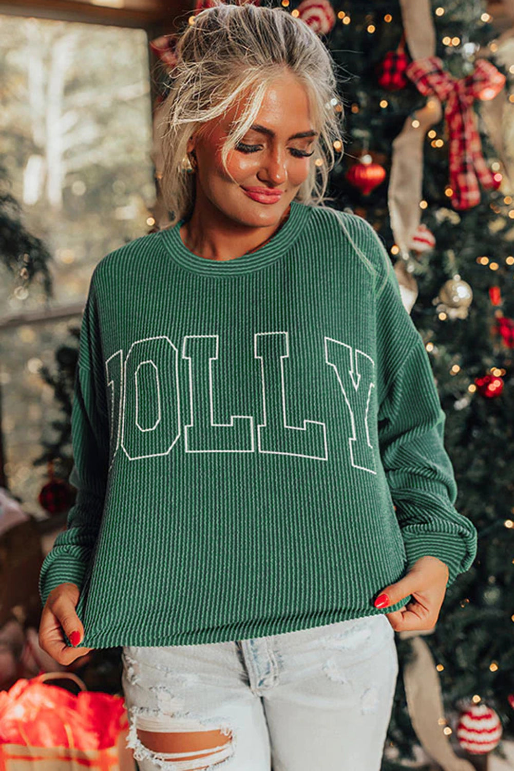 Green Ribbed Merry Top